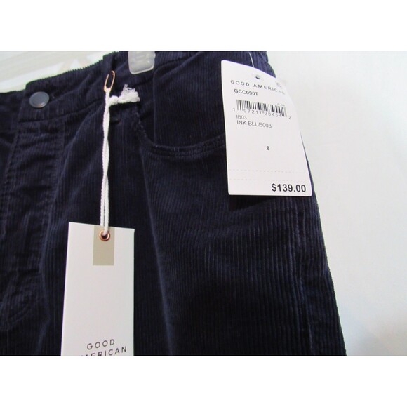 Good American Ink Blue Corduroy Good Classic Jeans Size 8/29 NWT - Picture 6 of 9